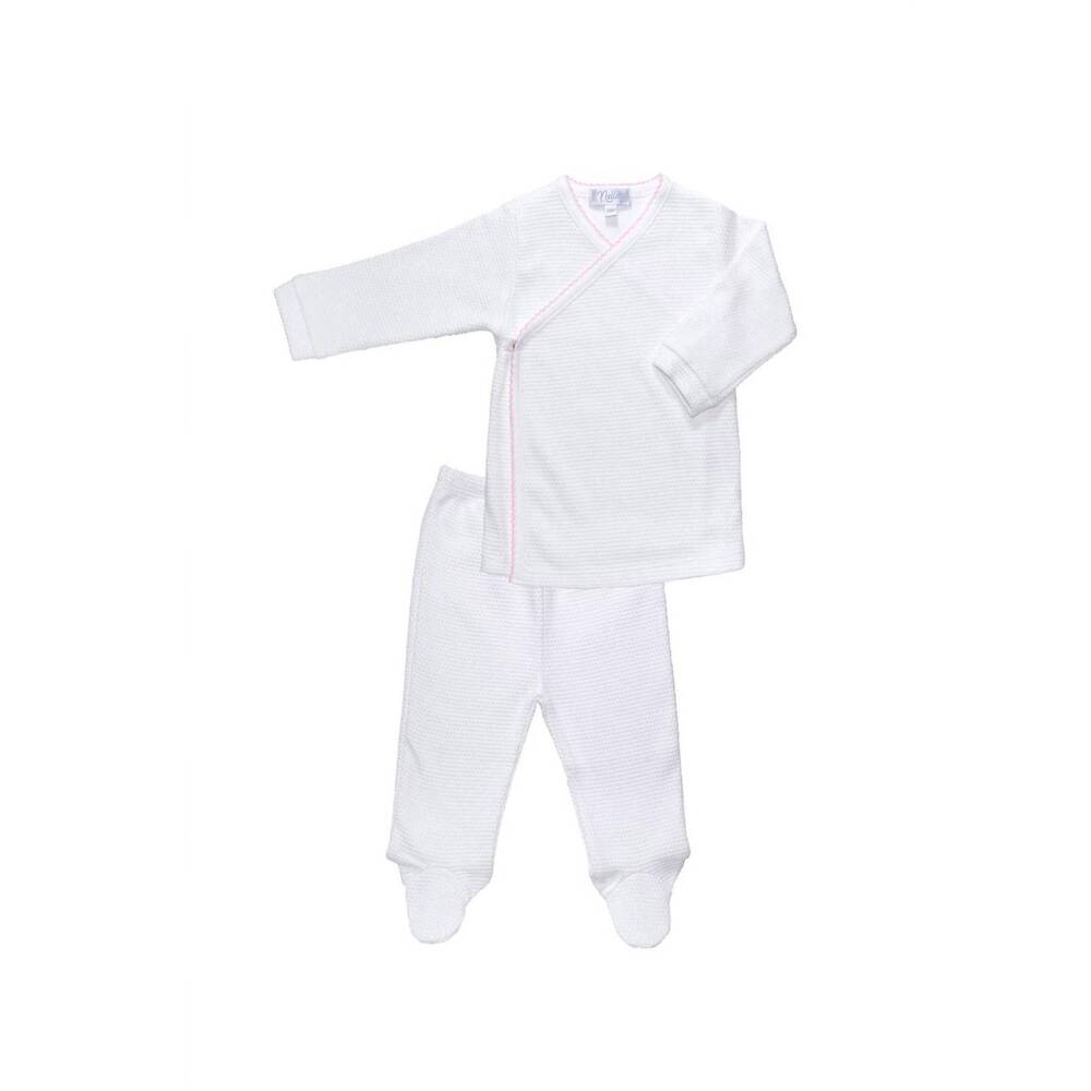 NEW NELLA PIMA bubble baby kimono in pink picot trim